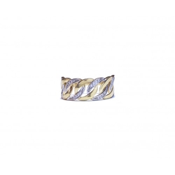 Zlatý propletený prsten s čirými zirkony - kombinované zlato